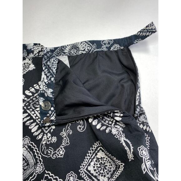 Coldwater Creek Black Abstract Flowy Cotton Maxi Skirt Sz L Cottagecore Prairie - Picture 3 of 8